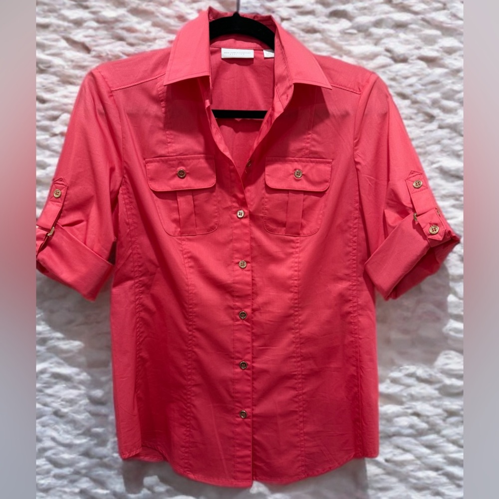 New York & Company Vibrant Pink Button-Down Shirt